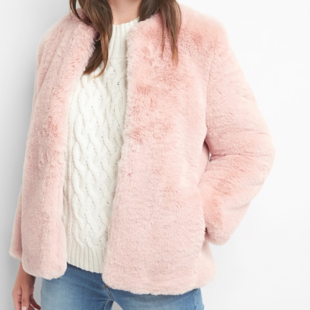 Brand new, never warn oversized pink faux fur coat